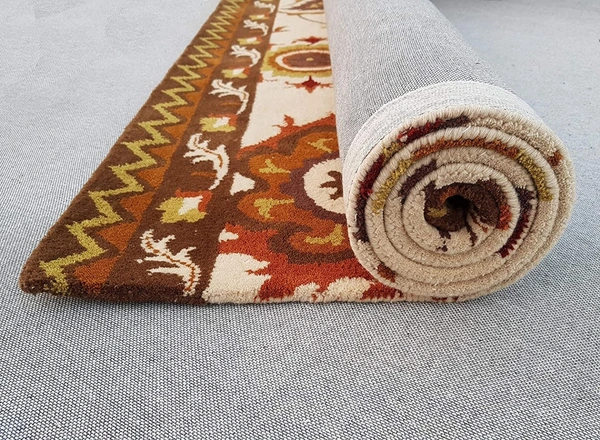 Handmade Traditional Design Woollen Carpets For Living Room - beige, 5x8