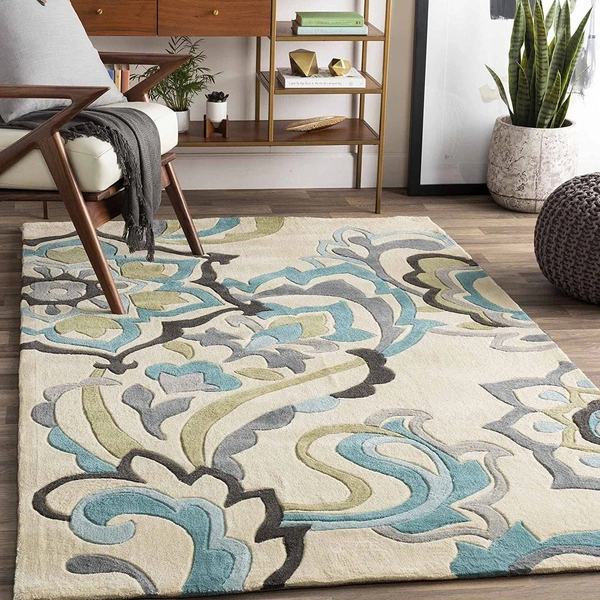 Handmade Modern Design Woollen Carpets For Living Room - ivory, 5x8