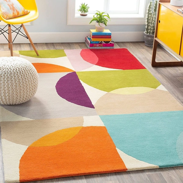 Handmade Modern Design Woollen Carpets For Living Room - multi, 5x8