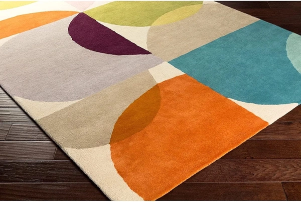 Handmade Modern Design Woollen Carpets For Living Room - multi, 5x8