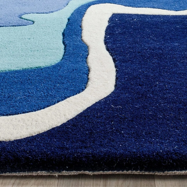 Handmade Modern Design Woollen Carpets For Living Room - 5x8, Navy Blue