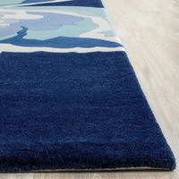Handmade Modern Design Woollen Carpets For Living Room - 5x8, Navy Blue