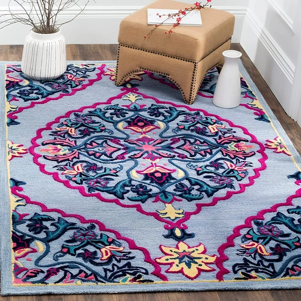 Handmade Traditional Design Woollen Carpets For Living Room - multi, 5x8