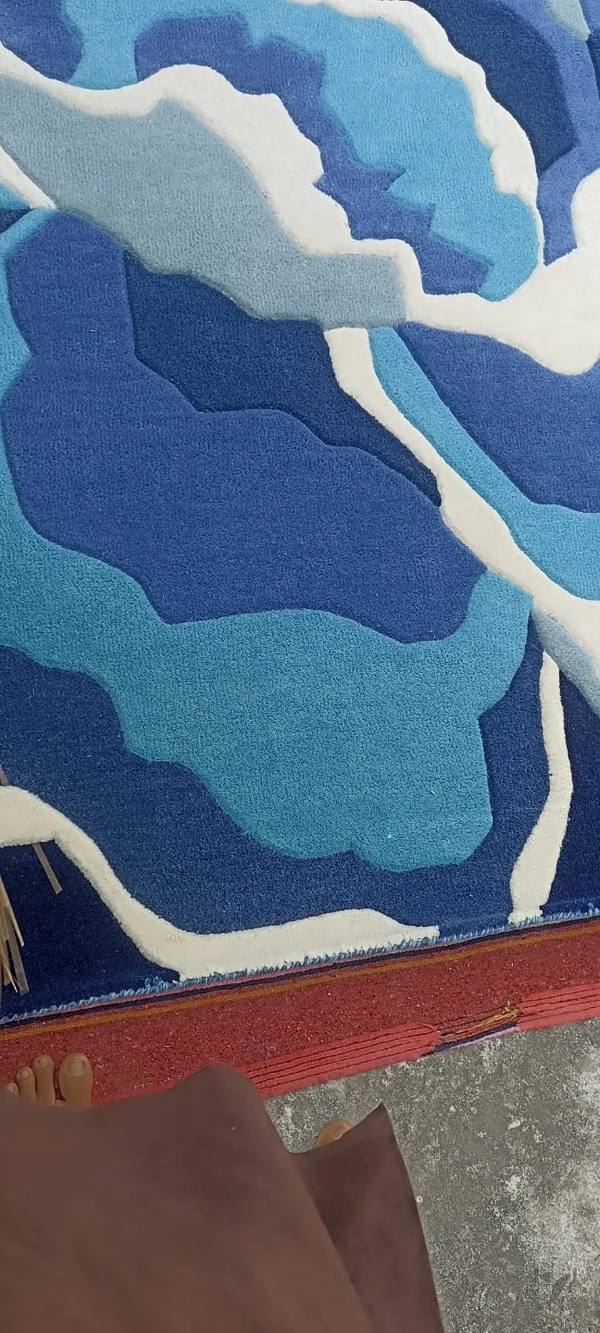 Handmade Modern Design Woollen Carpets For Living Room - 5x8, Navy Blue