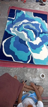 Handmade Modern Design Woollen Carpets For Living Room - 5x8, Navy Blue