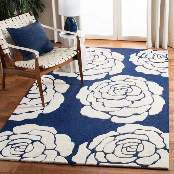 Handmade Modern Design Woollen Carpets For Living Room - Electric Violet, 5x8