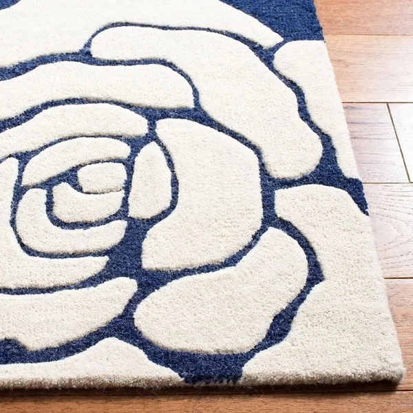 Handmade Modern Design Woollen Carpets For Living Room - Electric Violet, 5x8
