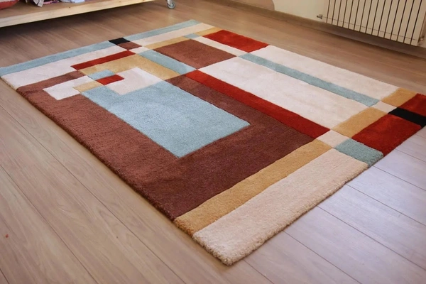 Handmade Modern Design Woollen Carpets For Living Room - multi, 5x8