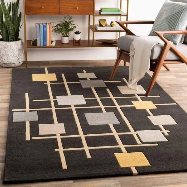 Handmade Modern Design Woollen Carpets For Living Room - brown, 5x8