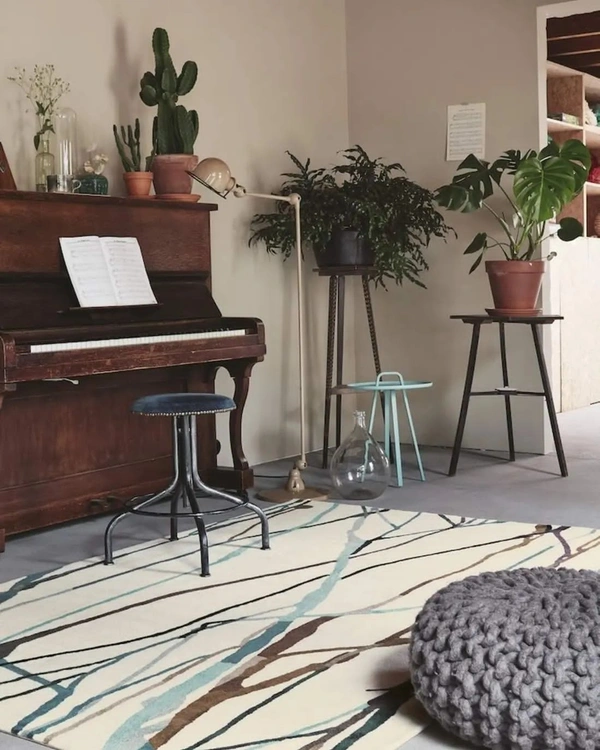 Handmade Modern Design Woollen Carpets For Living Room - White, 5x8