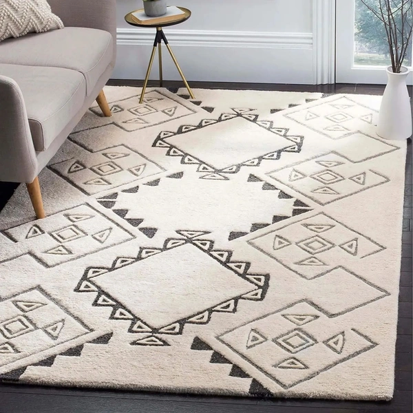 Handmade Modern Design Woollen Carpets For Living Room - beige, 5x8
