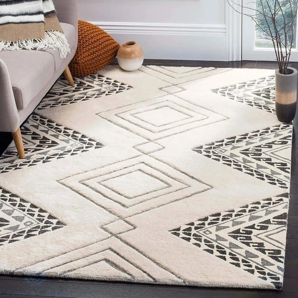 Handmade Modern Design Woollen Carpets For Living Room - beige, 5x8