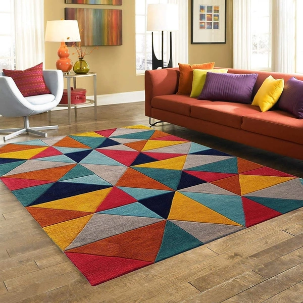 Handmade Modern Design Woollen Carpets For Living Room - multi, 5x8