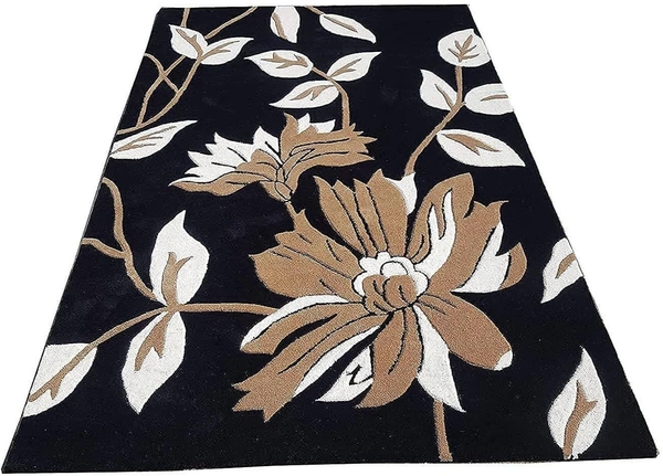 Handmade Modern Design Woollen Carpets For Living Room - Black, 5x8