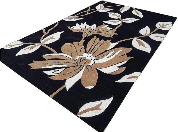 Handmade Modern Design Woollen Carpets For Living Room - Black, 5x8