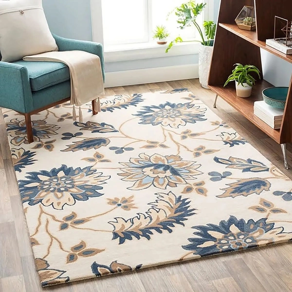 Handmade Modern Design Woollen Carpets For Living Room - beige, 5x8
