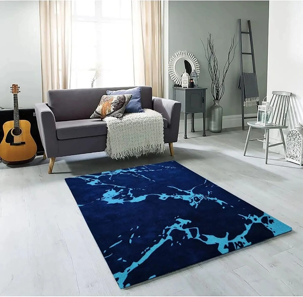 Handmade Modern Design Woollen Carpets For Living Room - Dark Blue, 5x8
