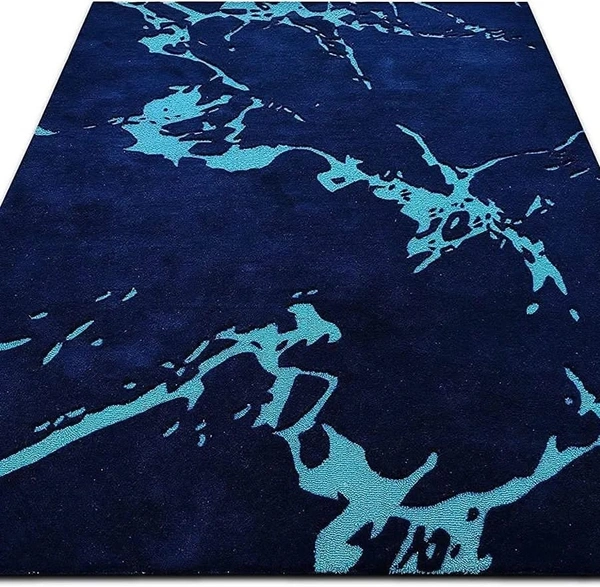 Handmade Modern Design Woollen Carpets For Living Room - Dark Blue, 5x8