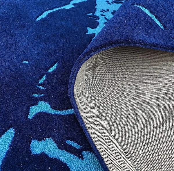 Handmade Modern Design Woollen Carpets For Living Room - Dark Blue, 5x8