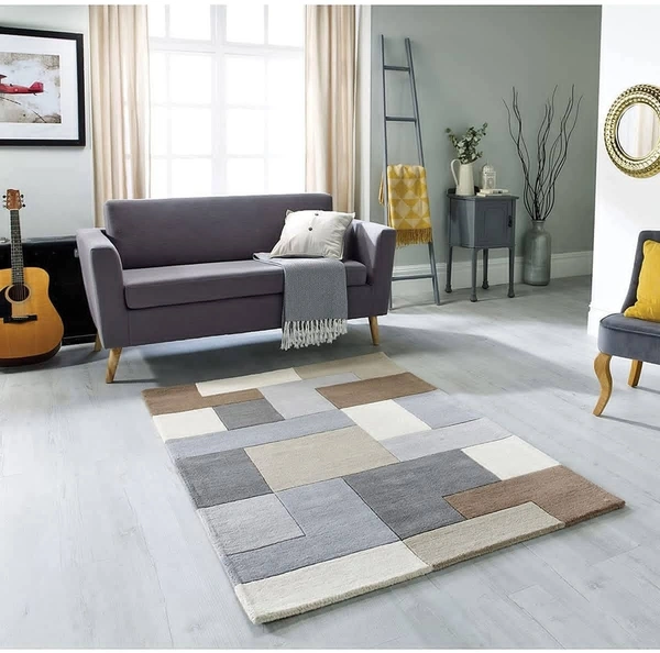 Handmade Modern Design Woollen Carpets For Living Room - multi, 5x8