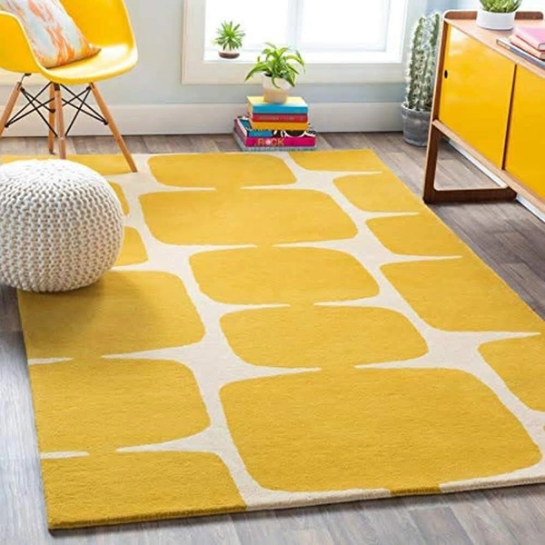Handmade Modern Design Woollen Carpets For Living Room - yellow, 5x8