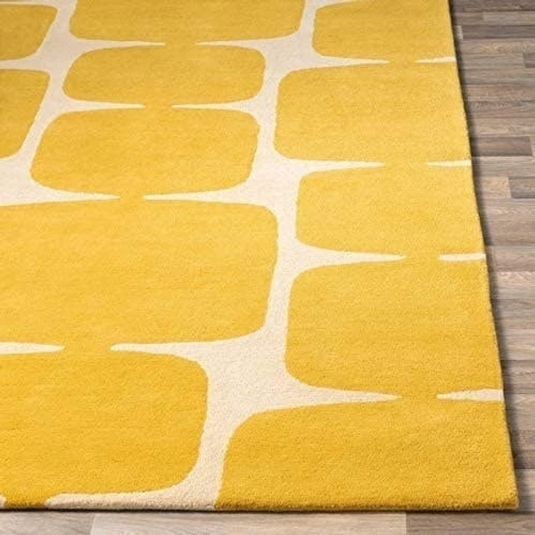 Handmade Modern Design Woollen Carpets For Living Room - yellow, 5x8