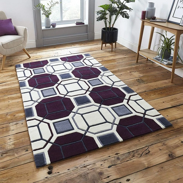 Handmade Modern Design Woollen Carpets For Living Room - multi, 5x8