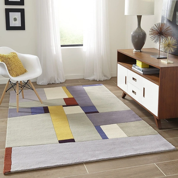 Handmade Modern Design Woollen Carpets For Living Room - multi, 5x8