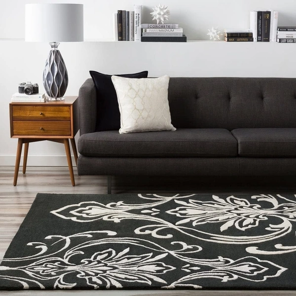 Handmade Modern Design Woollen Carpets For Living Room - Black, 5x8