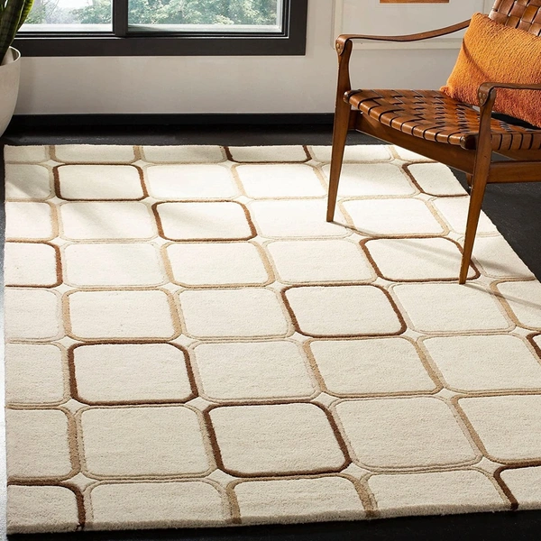 Handmade Modern Design Woollen Carpets For Living Room - beige, 5x8