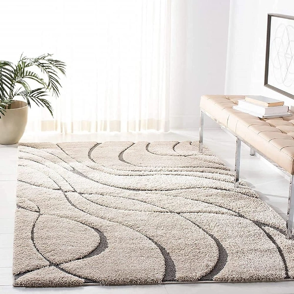 Handmade Modern Design Shaggy, Soft Carpets For Living Room. - beige, 5x8