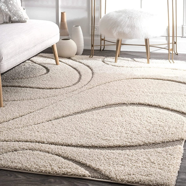 Handmade Modern Design Shaggy, Soft Carpets For Living Room. - beige multi, 5x8