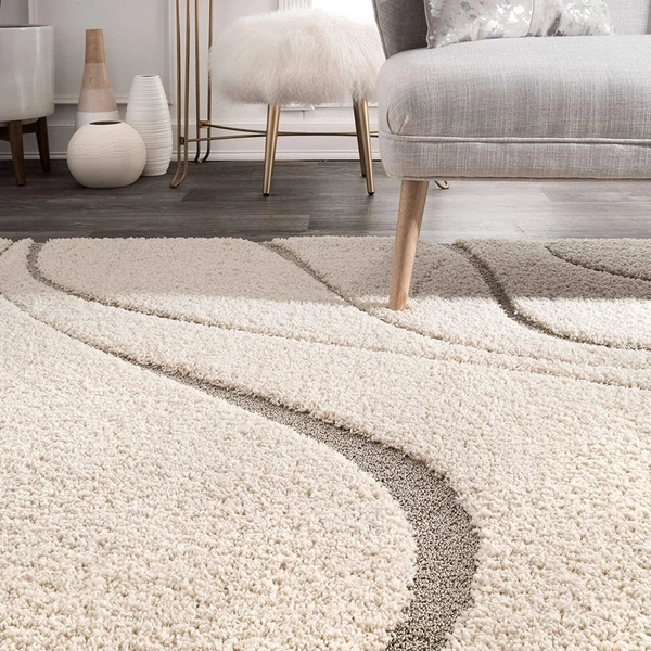 Handmade Modern Design Shaggy, Soft Carpets For Living Room. - beige multi, 5x8