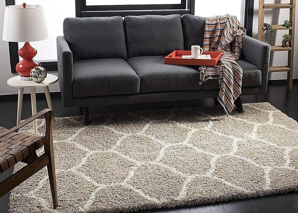 Handmade Modern Design Shaggy, Soft Carpets For Living Room. - beige, 5x8
