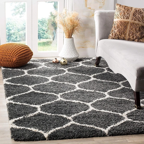 Handmade Modern Design Shaggy, Soft Carpets For Living Room. - grey, 5x8