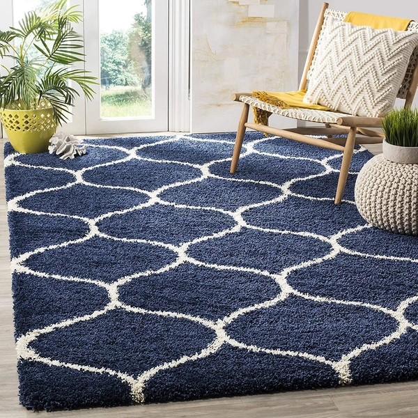Handmade Modern Design Shaggy, Soft Carpets For Living Room. - blue, 5x8