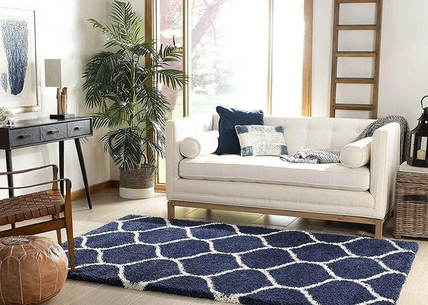 Handmade Modern Design Shaggy, Soft Carpets For Living Room. - blue, 5x8