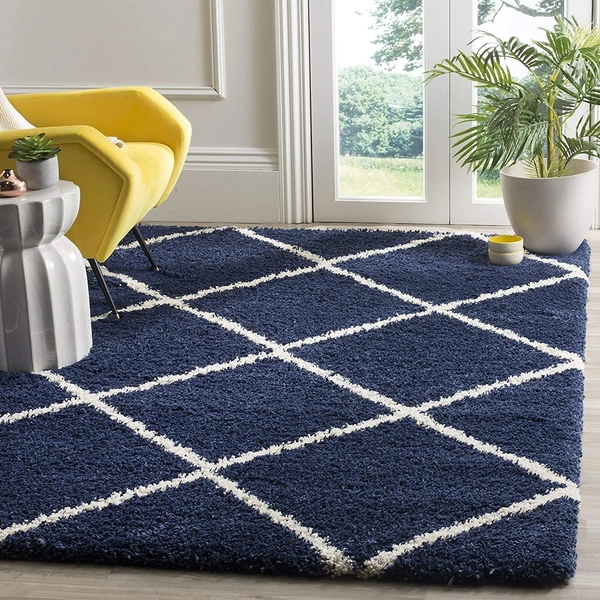 Handmade Modern Design Shaggy, Soft Carpets For Living Room. - blue, 5x8
