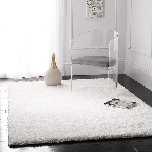 Handmade Modern Design Shaggy, Soft Carpets For Living Room. - White, 5x8