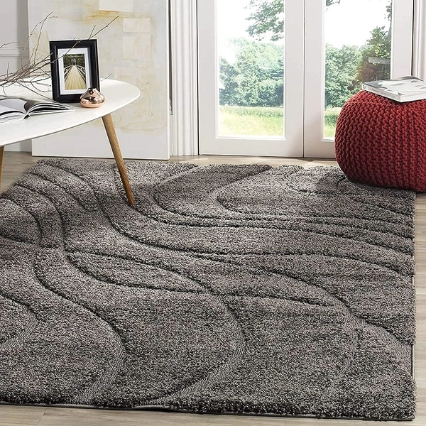 Handmade Modern Design Shaggy, Soft Carpets For Living Room. - grey dark, 5x8
