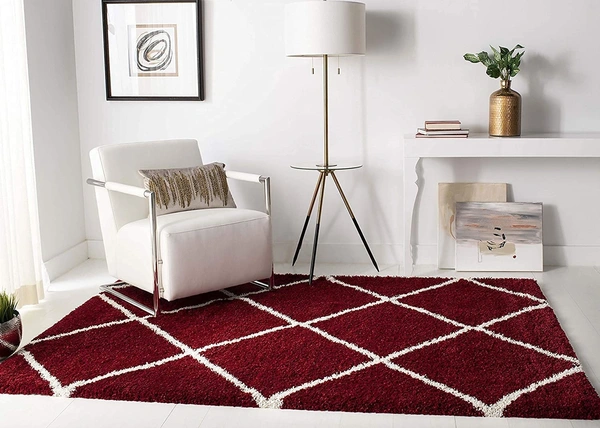 Handmade Modern Design Shaggy, Soft Carpets For Living Room. - red, 5x8