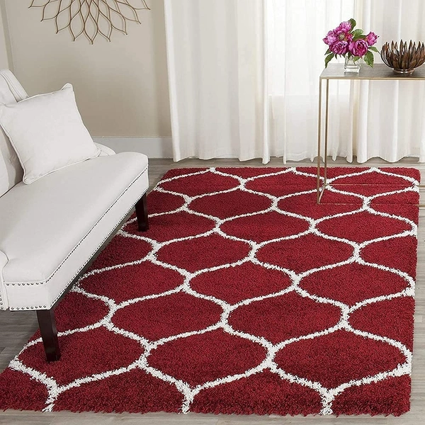 Handmade Modern Design Shaggy, Soft Carpets For Living Room. - red, 5x8