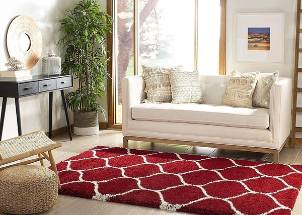 Handmade Modern Design Shaggy, Soft Carpets For Living Room. - red, 5x8