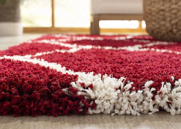 Handmade Modern Design Shaggy, Soft Carpets For Living Room. - red, 5x8