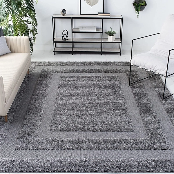 Handmade Modern Design Shaggy, Soft Carpets For Living Room. - grey dark, 5x8
