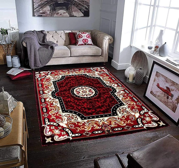 Carpets Concord Carved Embossed Most Elegant Carpet for Living Room - red, 5x7