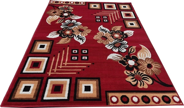 Carpets Super Soft Acrylic Touch Kalin & Rugs Royal Look Carpet |for Bedroom| Living Room - red, 5x7