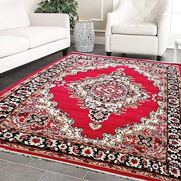 Carpets Super Soft Acrylic Touch Kalin & Rugs Royal Look Carpet |for Bedroom| Living Room - Red, 5x7