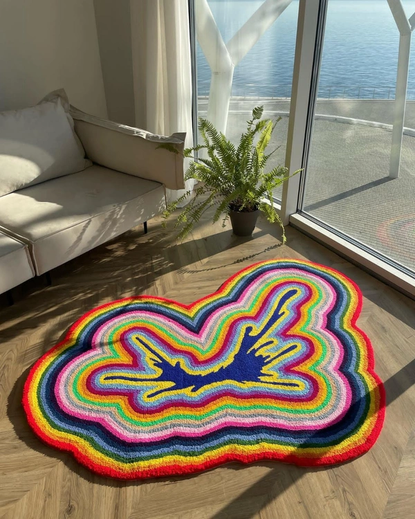 Handmade Modern Custom Design Woollen Carpets For Living Room - multi, Custom