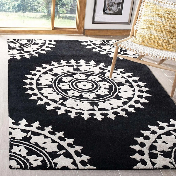 Handmade Modern Design Woollen Carpets For Living Room - Black, Multi